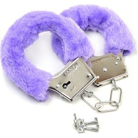 Censan Mor Fetiş Fantezi Peluşlu Metal Kelepçe