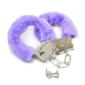 Censan Mor Fetiş Fantezi Peluşlu Metal Kelepçe