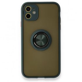 Ceponya Apple iPhone 11 Arkası Buzlu Yüzüklü Montreal Sert Kapak Kılıf