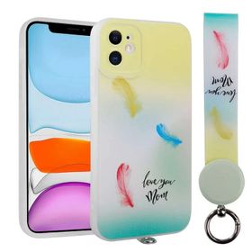 Ceponya Apple iPhone 11 Desenli El Askılı İpli Arte Silikon Kapak Kılıf