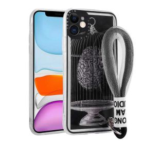Ceponya Apple iPhone 11 Desenli El Askılı İpli Astana Silikon Kapak Kılıf