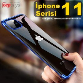 Ceponya Apple iPhone 11 Kamera Korumalı Köşeleri Renkli Şeffaf Kılıf