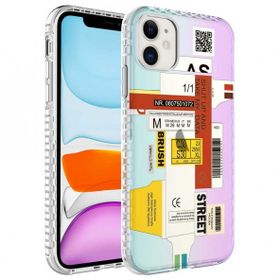 Ceponya Apple İphone 12 Airbag Kenarlı Renkli Desenli Elegans Silikon Kılıf