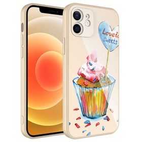 Ceponya Apple iPhone 12 Kamera Korumalı Desenli Sert Silikon Epoksi Kapak Kılıf