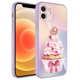 Ceponya Apple iPhone 12 Kamera Korumalı Desenli Sert Silikon Epoksi Kapak Kılıf