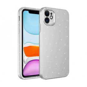 Ceponya Apple iPhone 12 Kamera Korumalı Simli Lüks Koton Kapak Kılıf