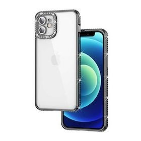 Ceponya Apple iPhone 12 Kamera Korumalı Taşlı Mina Kapak Kılıf