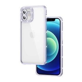 Ceponya Apple iPhone 12 Kamera Korumalı Taşlı Mina Kapak Kılıf