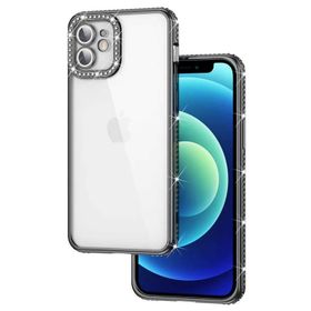 Ceponya Apple iPhone 12 Kamera Korumalı Taşlı Mina Kapak Kılıf