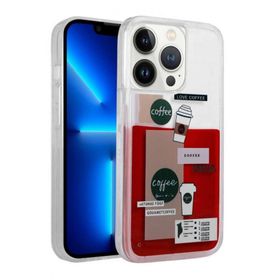 Ceponya Apple İphone 12 Pro Max Desenli Sıvılı Drink Silikon Kapak Kılıf