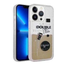 Ceponya Apple İphone 12 Pro Max Desenli Sıvılı Drink Silikon Kapak Kılıf