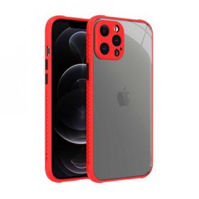 Ceponya Apple İphone 12 Pro Max kaff Kırmızı Kenarlı Kapak Kılıf