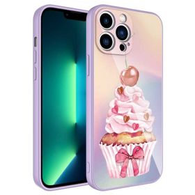 Ceponya Apple iPhone 12 Pro Max Kamera Korumalı Desenli Sert Silikon Epoksi Kapak Kılıf