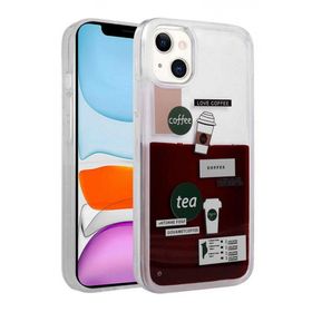 Ceponya Apple iPhone 13 Desenli Sıvılı Drink Silikon Kapak Kılıf
