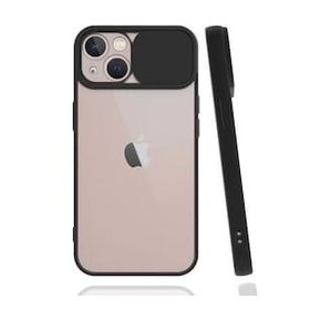 Ceponya Apple İphone 13 Lensi Siyah Kenarlı Kapak Kılıf