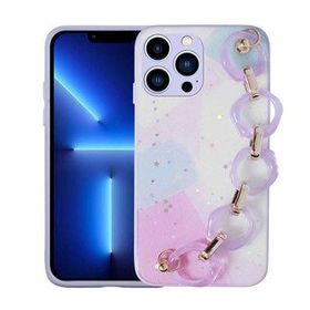 Ceponya Apple iPhone 13 Pro Max Simli Desenli El Askılı Tutacaklı Elsa Silikon Kapak Kılıf