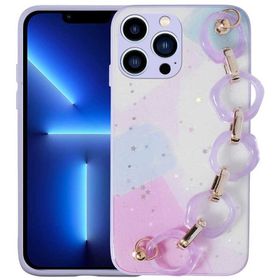 Ceponya Apple iPhone 13 Pro Max Simli Desenli El Askılı Tutacaklı Elsa Silikon Kapak Kılıf