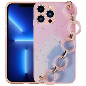 Ceponya Apple iPhone 13 Pro Max Simli Desenli El Askılı Tutacaklı Elsa Silikon Kapak Kılıf