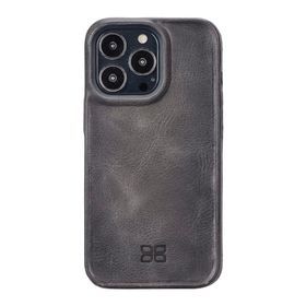 Ceponya Apple iPhone 13 Pro Uyumlu Tn18ef Deri Arka Kapak Hull Gri Kılıf