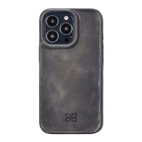 Ceponya Apple iPhone 13 Pro Uyumlu Tn18ef Deri Arka Kapak Hull Gri Kılıf
