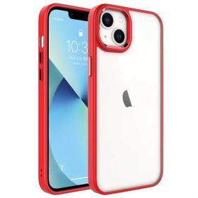 Ceponya Apple İphone 14 Ekran ve Kamera Çıkıntılı Kenarları Renkli Şeffaf Kapak Kılıf