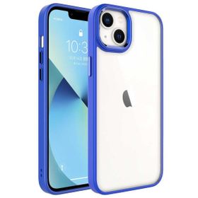 Ceponya Apple İphone 14 Ekran ve Kamera Çıkıntılı Kenarları Renkli Şeffaf Kapak Kılıf