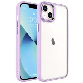 Ceponya Apple İphone 14 Ekran ve Kamera Çıkıntılı Kenarları Renkli Şeffaf Kapak Kılıf