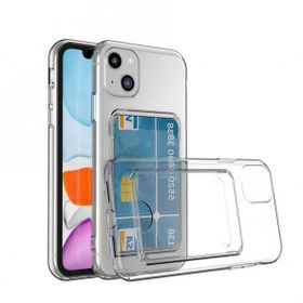 Ceponya Apple iPhone 14 Kartlıklı Şeffaf Setra Clear Silikon Kapak Kılıf