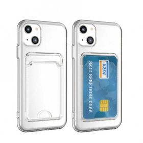 Ceponya Apple iPhone 14 Kartlıklı Şeffaf Setra Clear Silikon Kapak Kılıf