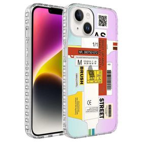 Ceponya Apple İphone 14 Max Airbag Kenarlı Renkli Desenli Elegans Silikon Kılıf