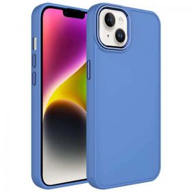 Ceponya Apple iPhone 14 Metal Çerçeve ve Buton Tasarımlı Silikon Zore Luna Kapak Kılıf