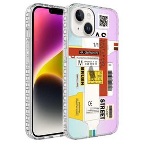 Ceponya Apple iPhone 14 Plus Airbag Kenarlı Renkli Desenli Elegans Silikon Kılıf