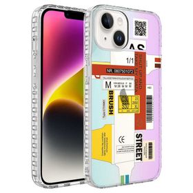 Ceponya Apple iPhone 14 Plus Airbag Kenarlı Renkli Desenli Silikon Elegans Kapak Kılıf
