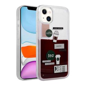 Ceponya Apple iPhone 14 Plus Desenli Sıvılı Drink Silikon Kapak Kılıf