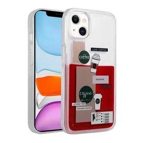 Ceponya Apple iPhone 14 Plus Desenli Sıvılı Drink Silikon Kapak Kılıf