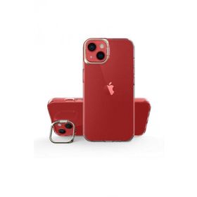 Ceponya Apple iPhone 14 Plus Renkli Kamera Lens Stand Olan Lüx Şeffaf Kapak Kılıf
