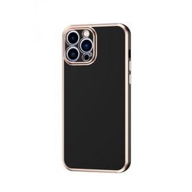 Ceponya Apple iPhone 14 Pro Kamera Korumalı Altın Kenar Tasarım Silikon Kılıf