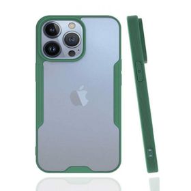 Ceponya Apple İphone 14 Pro Kamera Korumalı Arkası Şeffaf Silikon Yeşil Kılıf