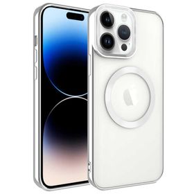 Ceponya Apple İphone 14 Pro Magsafe Köşeleri Renkli Lüx Şeffaf Kamera Korumalı Silikon Kapak Kılıf