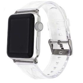 ​​​​​​Ceponya ​​​Apple Watch 42 mm Krd-13 Şeffaf Silikon Metal Toka Kademeli Kordon