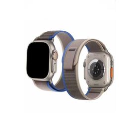 Ceponya Apple Watch 7 45 mm Renkli ​​​​krd-77 Örgülü Hasır Tokalı Kordon