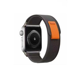 Ceponya Apple Watch 7 45 mm Renkli ​​​​krd-77 Örgülü Hasır Tokalı Kordon