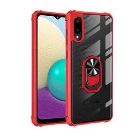 Ceponya Galaxy A02 Şeffaf Manyetik Yüzüklü Zırh Silikon Kılıf