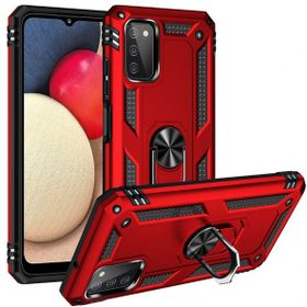 Ceponya Galaxy A03s Yüzüklü Standlı Manyetikli Armor Zırh Silikon Kılıf