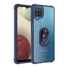 Ceponya Galaxy A12 Şeffaf Kenarları Renkli Manyetik Yüzüklü Zırh Silikon Kılıf