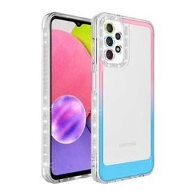 Ceponya Galaxy A13 4G Simli ve Renk Geçiş Tasarımlı Lens Korumalı Park Kapak Kılıf