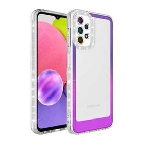 Ceponya Galaxy A13 4G Simli ve Renk Geçiş Tasarımlı Lens Korumalı Park Kapak Kılıf