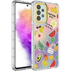 Ceponya Galaxy A23 Kamera Korumalı Renkli Desenli Sert Silikon Korn Kapak Kılıf