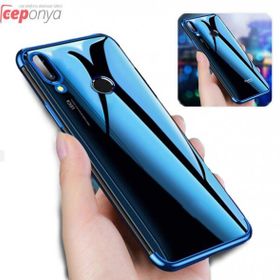 Ceponya Galaxy A40 Köşeleri Renkli Şeffaf Kamera Korumalı Silikon Kılıf