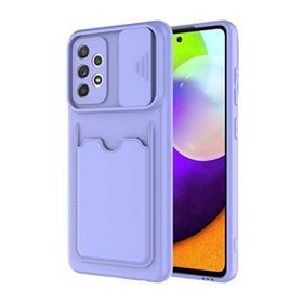 Ceponya Galaxy A52 Deri Görünümlü Kartlıklı Kamera Korumalı Kılıf